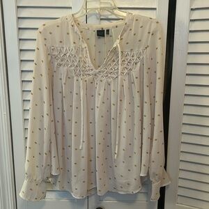 Blouse- White with Yellow Floral Detail